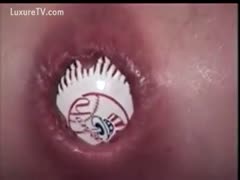 Bitch using big items for masturbation
